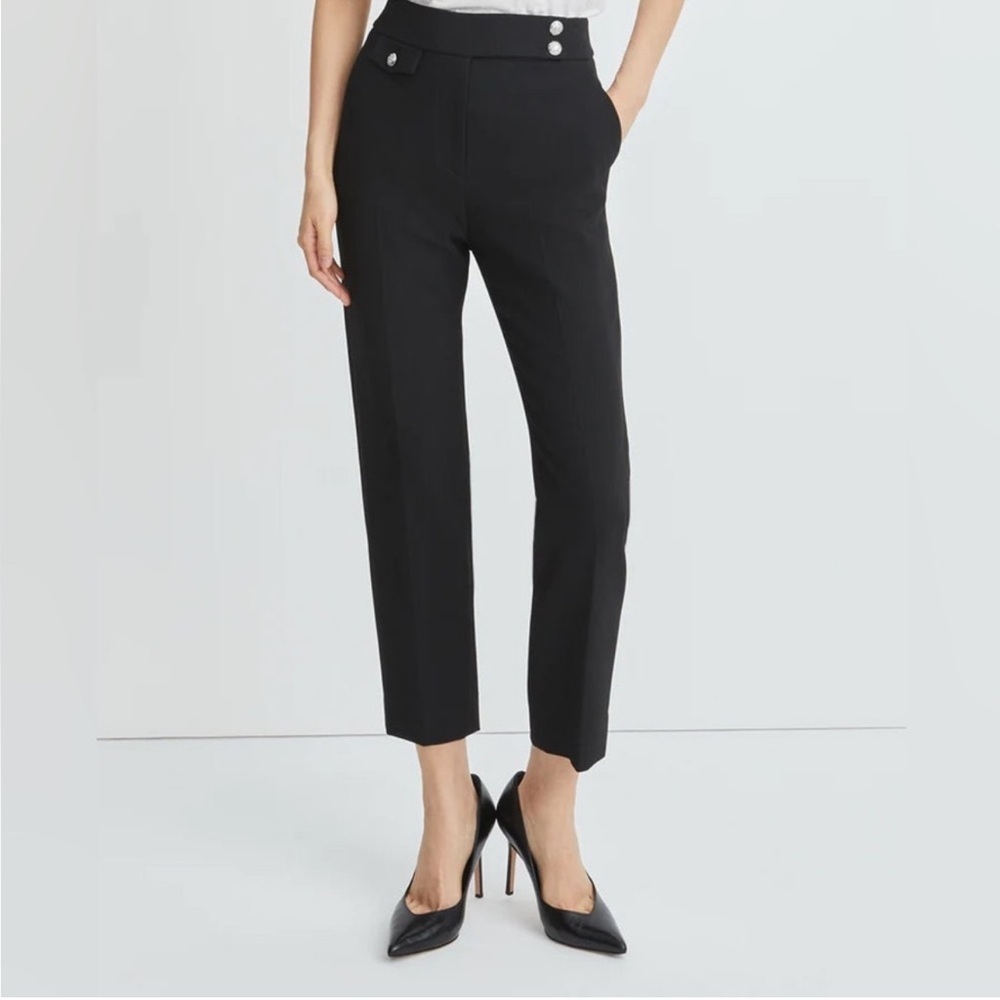 NWT Veronica Beard Renzo Black Ankle Pants High Rise Cropped Trouser Slim Fit